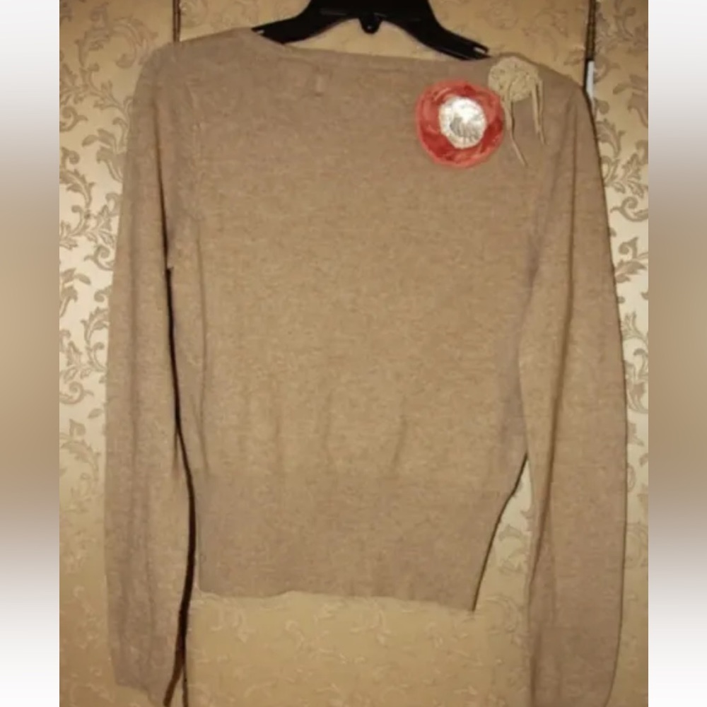 Anthroplogie taupe beige Glyn Mer wool sweater medium